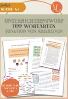 Vorschau - Stundenentwürfe - UPP Deutsch Wortarten Kl. 5 - Funktion von Adjektiven - Note 1,0 - Deckblatt