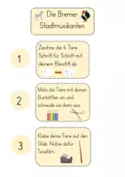 Vorschau - Mal- und Bastelvorlagen - Märchen - Kunst - Die Bremer Stadtmusikanten (Stabpuppen) - Seite 2