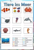 Vorschau - Arbeitsblätter - Wörterliste "Tiere im Meer" mit Wörtertabelle DaZ / DaF / Deutsch - Seite 3