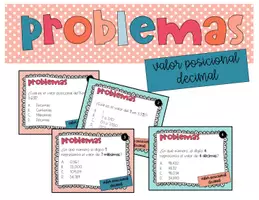 Vista previa - Tarjetas / Manipulativos - Valor posicional decimal tarjetas problemas - Portada