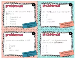 Vista previa - Tarjetas / Manipulativos - Valor posicional decimal tarjetas problemas - página 2