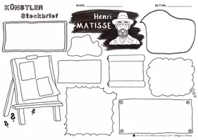 Vorschau - Arbeitsblätter - Beeindruckende Persönlichkeiten - Künstler Steckbrief - Henri Matisse - klassische Moderne - Scherenschnitt - Pointillismus - Fauvismus - Seite 1