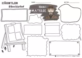 Vorschau - Arbeitsblätter - Beeindruckende Persönlichkeiten - Künstler Steckbrief - Henri Matisse - klassische Moderne - Scherenschnitt - Pointillismus - Fauvismus - Seite 2