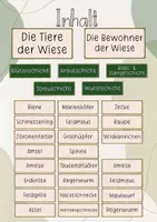 Vorschau - Stundenentwürfe - Tafelbild: Die Tiere der Wiese / Die Bewohner der Wiese / Die Stockwerke der Wiese - Seite 1