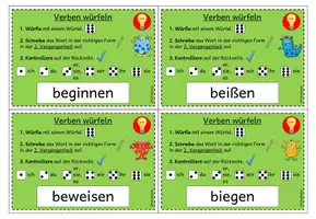 Vorschau - Stationenlernen - Verben im Perfekt/ 2. Vergangenheit: Würfelkartei (Klasse 3-4) - Seite 3