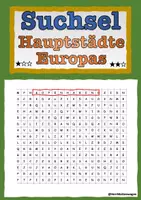 Vorschau - Arbeitsblätter - Suchsel Hauptstädte Europa differenziert leicht mittel - Deckblatt