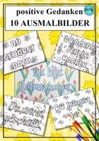 Vorschau - Mal- und Bastelvorlagen - 10 florale Malvorlagen mit positiven Affirmationen - Deckblatt