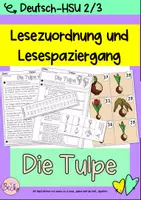 Vorschau - Arbeitsblätter - Tulpe, Tulpenjahr Lesespaziergang oder Lesezuordnung - Deckblatt