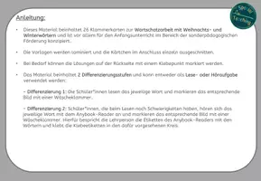 Vorschau - Fördermaterial/Inklusion - Klammerkarten: Weihnachten - Wortschatzarbeit - Seite 1