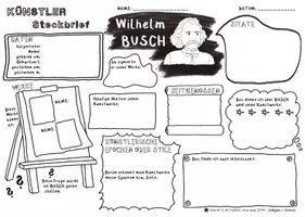 Vorschau - Arbeitsblätter - Beeindruckende Persönlichkeiten - Künstler Steckbrief - Wilhelm Busch - Pionier des Comics - Bildergeschichten - Bilderbuchkunst - Seite 3