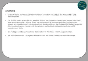 Vorschau - Fördermaterial/Inklusion - Klammerkarten: Weihnachten - Anlaute - Seite 1