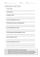 Vorschau - Arbeitsblätter - AB mit Fragen zum Thema "Texas" + Lösungsblatt - Deckblatt