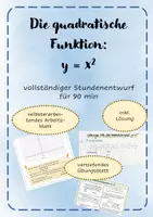 Vorschau - Stundenentwürfe - Die quadratische Funktion y= x^2 - Eigenschaften der Normalparabel - Deckblatt