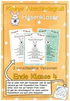Vorschau - Anderer Materialtyp - Abschiedsgruß Ende Klasse 4 - Hasenklasse - Deckblatt