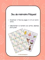 Aperçu - Jeux - jeu de mémoire Pâques - Page de couverture