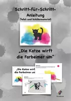 Vorschau - Mal- und Bastelvorlagen - Die Katze wirft die Farmeimer um - Schritt-für-Schritt-Anleitung - Deckblatt