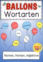 Vorschau - Arbeitsblätter - Wortarten Ballons / Wortarten bestimmen / Deutsch / Freiarbeit - Deckblatt