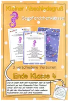 Vorschau - Anderer Materialtyp - Abschiedsgruß Ende Klasse 4 - Seepferdchenklasse - Deckblatt