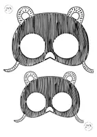 Vorschau - Mal- und Bastelvorlagen - Masken zum Ausmalen - Tiermasken - Pandas - Seite 3