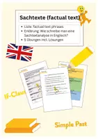 Vorschau - Arbeitsblätter - Sachtexte (factual text) - factual text phrases, Erklärung, 5 Übungen incl. Lösungen - Deckblatt