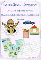 Vorschau - Arbeitsblätter - Schreibspaziergang Au/au (a,e,i,o,u,au,ei,ck,d,f,k,l,m,n,r,s,sch,t & w) - ABC der Tiere / Silbenschrift - Deckblatt