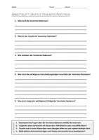 Vorschau - Arbeitsblätter - AB mit Fragen zum Thema "Vereinte Nationen" + Lösungsblatt + Infografik - Deckblatt