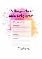 Vorschau - Arbeitsblätter - Schlangensätze - Wörter trennen - Deckblatt