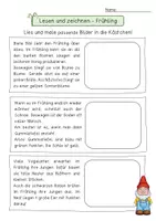 Vorschau - Arbeitsblätter - 7 AB Lesetraining - Lesen und zeichnen (Frühling & Ostern) - Seite 1