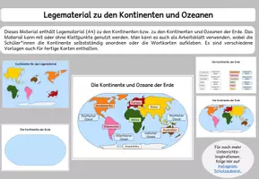 Vorschau - Mal- und Bastelvorlagen - Kontinente und Ozeane Legematerial A4 - Deckblatt