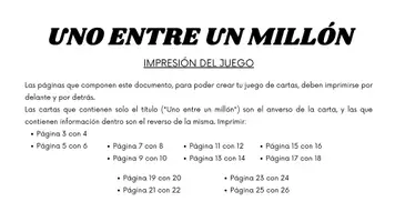 Vista previa - Unidades / Secuencias / Situaciones de Aprendizaje - Juego - Uno entre un millón - Portada