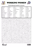Vista previa - Hojas de trabajo - WORKING WOMEN – 50 JOBS: Visual Dictionary & Word Search - página 2