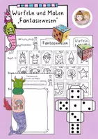Vorschau - Arbeitsblätter - Fantasiewesen Würfeln und Malen, Kunst Vertretungsstunde - Deckblatt