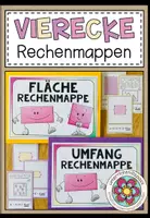 Vorschau - Stationenlernen - RECHENMAPPEN (für die Grundschule) - Umfang und Fläche von Vierecken - Deckblatt