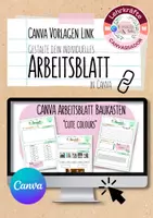 Vorschau - Unterrichtsreihen - CANVA Vorlagen-Link: Arbeitsblatt Baukasten "cute colours" - Deckblatt