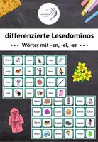 Vorschau - Spiele - differenzierte Lesedominos - Wörter mit -en, -el, -er - Deckblatt
