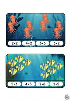 Vista previa - Refuerzo / NEE / Materiales de apoyo - Tablas de multiplicar: Tarjetas de grapado (océano) - página 3