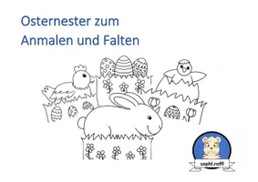 Vorschau - Mal- und Bastelvorlagen - Osternester zum Falten und Malen - Seite 1
