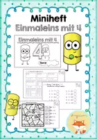 Vorschau - Arbeitsblätter - Miniheft: Einmaleins - Malreihe mit 4 - Deckblatt