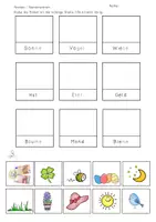 Vorschau - Arbeitsblätter - Lesetraining, Lesen, schneiden, kleben Nomen und Verben - Seite 1