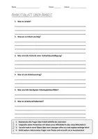 Vorschau - Arbeitsblätter - AB mit Fragen zum Thema "Arbeit" + Lösungsblatt + Mindmap + Infografik - Deckblatt