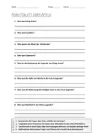 Vorschau - Arbeitsblätter - AB mit Fragen zum Thema "Artus" + Lösungsblatt + Mindmap + Infografik - Deckblatt