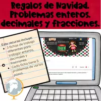 Vista previa - Hojas de trabajo - Regalos de Navidad. Problemas enteros, fracciones y decimales - Portada