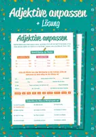 Vorschau - Arbeitsblätter - Adjektive anpassen Übungen mit Lösungen - Deckblatt