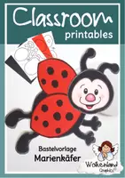Vorschau - Mal- und Bastelvorlagen - Marienkäfer Fensterbild: Bastelvorlage für den Kunstunterricht Klasse 1-4 (Fensterdeko Frühling & Sommer / Insekten Wiese) - Deckblatt