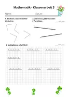 Vorschau - Arbeitsblätter - Klasse 4_KA_schriftl Multiplikation und Division, rechter Winkel, Parallelen, Zirkel - Deckblatt