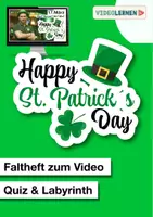 Vorschau - Mal- und Bastelvorlagen - St. Patrick's Day • Faltheft QR zum Video Infokarten Quiz - Deckblatt