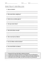 Vorschau - Arbeitsblätter - AB mit Fragen zum Thema "Ballon" + Lösungsblatt - Deckblatt