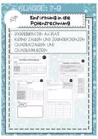 Vorschau - Arbeitsblätter - Potenzen Quadratwurzeln Quadratzahlen Zehnerpotenz - Deckblatt