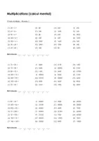 Aperçu - Feuilles d'exercices - Multiplications (calcul mental) - Choix multiple #23#G - Page de couverture