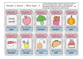 Vorschau - Arbeitsblätter - Paket Spiel "I have... who has ..." Englisch & Deutsch Thema "Essen / Food" FrauCuppaTea - Seite 3